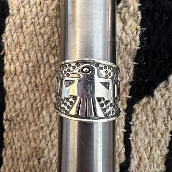❤️ Cigar Band Sterling Navajo Southwestern Thunderbird Ring Unisex Sz 10.75 8.4G - Picture 12 of 16